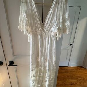 White Lace Boho Maxi Dress